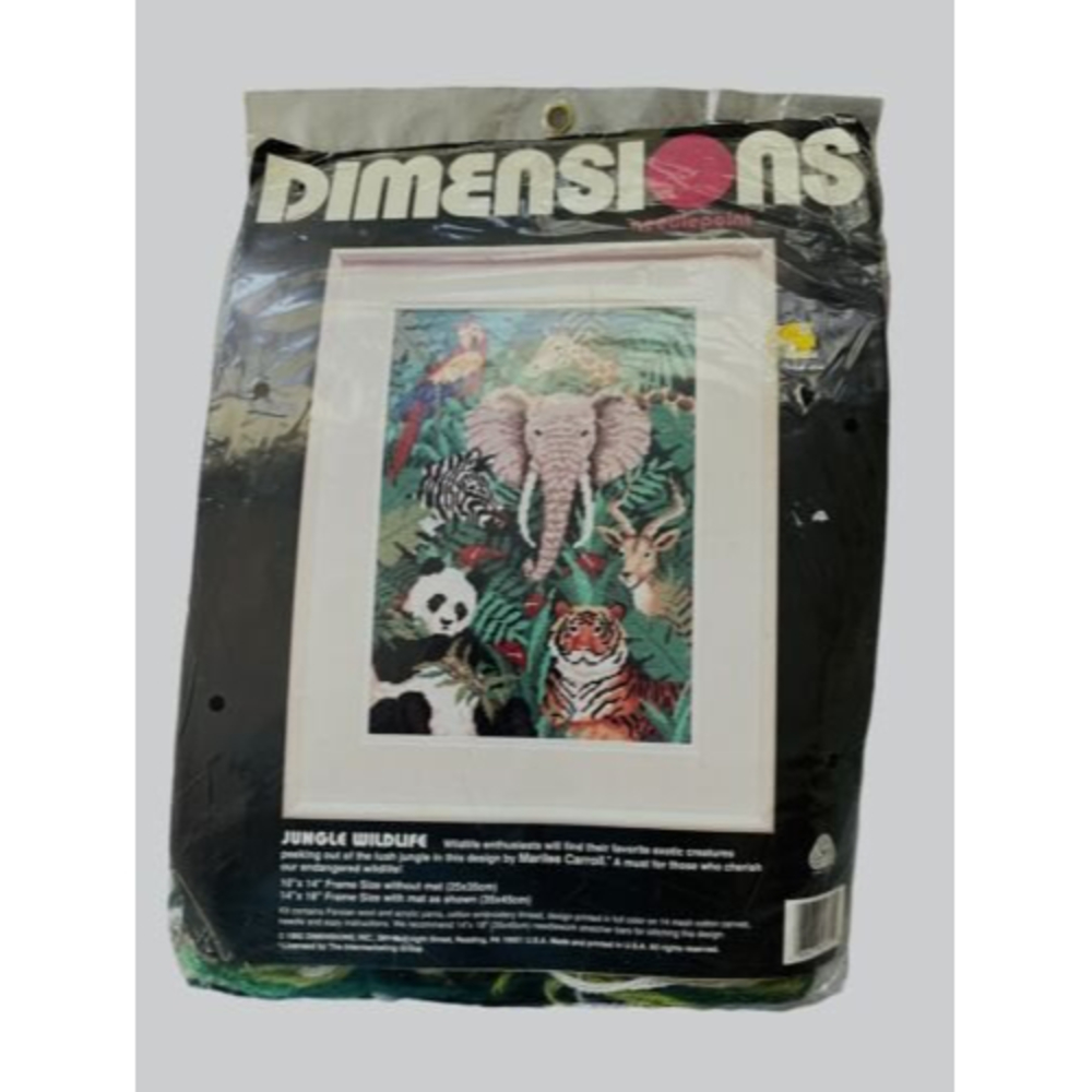 Vintage Dimensions Needlepoint kit -Jungle Wildlife 1992
